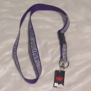 LSU Purple Glitter Lanyard with Key Ring